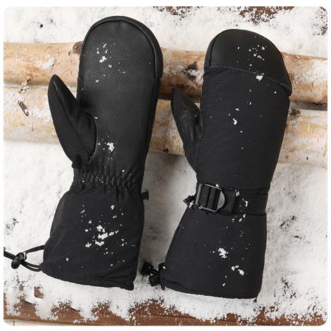 Guanti Da Sci In Pelle Bovina Con Isolamento 3m: Impermeabili, Antivento E Caldi Per Sport Invernali Black Xxl - Foto 5