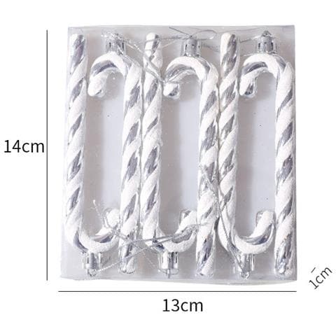 Set Di 6 Ornamenti Natalizi A Forma Di Bastoncino Di Zucchero - Decorazioni Festive Silver - Foto 2