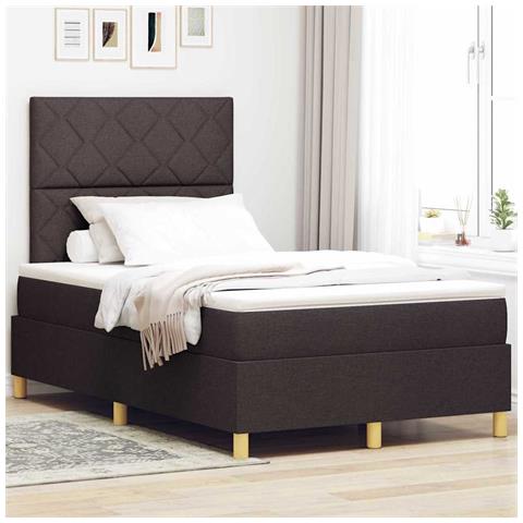 Letto a molle con materasso Marrone scuro 120 x 200 cm Tessuto - Foto 2
