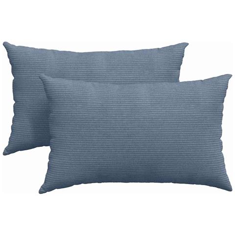 Cuscini da Divano 2 pcs Blu 50 x 30 cm Tessuto in Cords - Foto 1