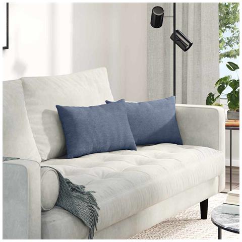 Cuscini da Divano 2 pcs Blu 50 x 30 cm Tessuto in Cords - Foto 2