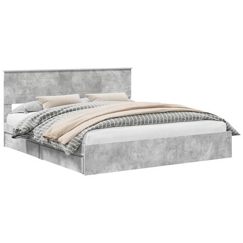 Letto con Contenitore con testiera Grigio cemento 200 x 200 cm - Foto 1