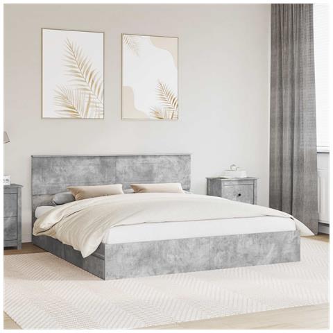 Letto con Contenitore con testiera Grigio cemento 200 x 200 cm - Foto 2