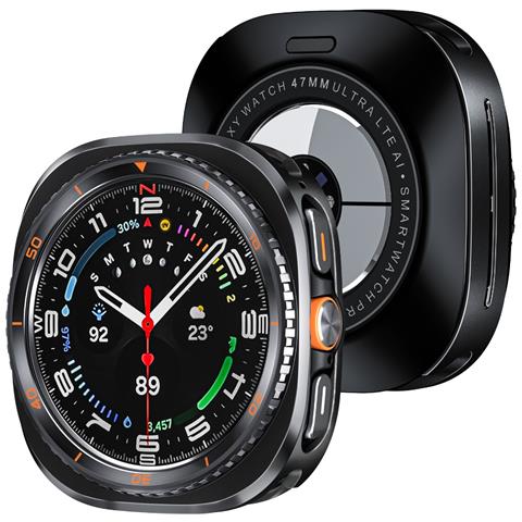 Custodia Protettiva In Metallo 47mm Compatibile Con Samsung Galaxy Watch Ultra 7/8c - Trasforma Il Tuo Orologio Black Orange - Foto 2
