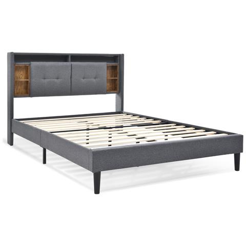 Letto Grigio Con Archiviazione Nella Testata, Porte Usb E Illuminazione Led Integrata - Foto 3