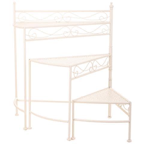 Supporto 3 Ripiani Per Pentole In Ferro Battuto Bianco 55x30x61 - Foto 1