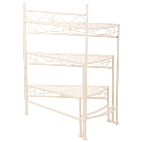 Supporto 3 Ripiani Per Pentole In Ferro Battuto Bianco 55x30x61 - Foto 2