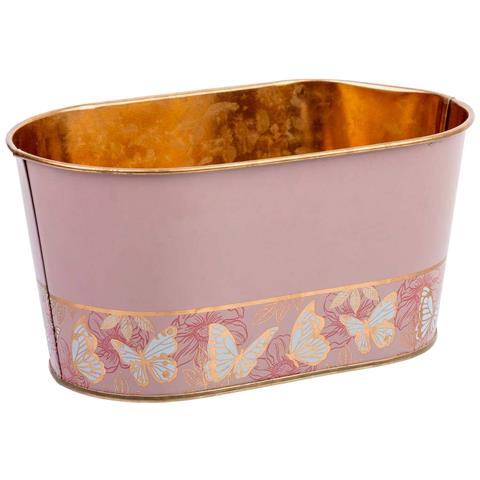 Cestino In Metallo Rosa 19,5x11,5x9 B16,5x8,5 - Foto 1