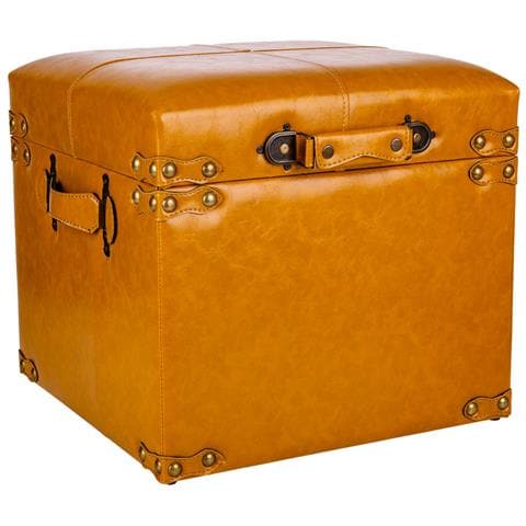 Sgabello Con Cassetti In Similpelle Arancione 38x38x35h - Foto 1