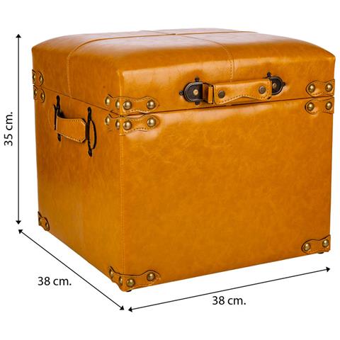 Sgabello Con Cassetti In Similpelle Arancione 38x38x35h - Foto 8
