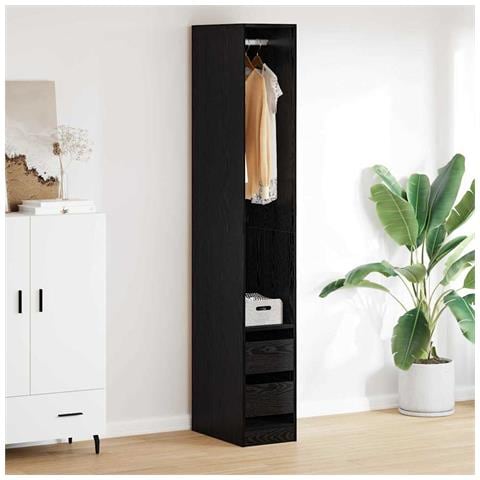 Guardaroba Rovere Nero 50 x 30 x 200 cm Legno multistrato - Foto 2