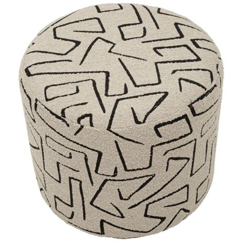 Pouf Nairobi Rotondo In Legno Pino E Tessuto Multicolore Ø44x40 Cm - Foto 2