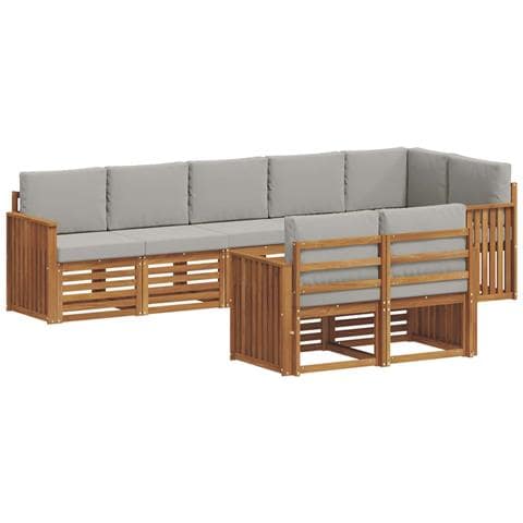 Set divani con cuscino 8 pcs Grigio Naturale e Chiaro - Foto 1