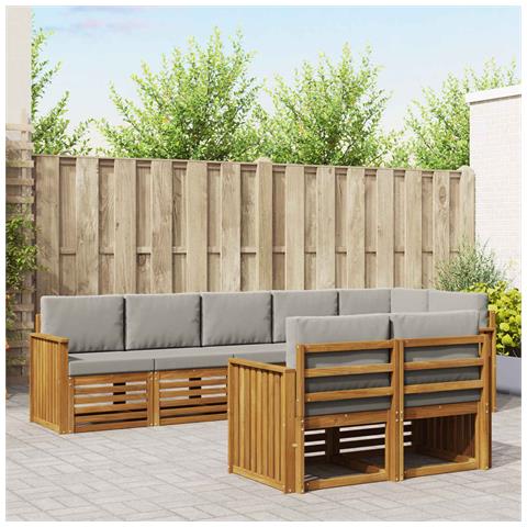 Set divani con cuscino 8 pcs Grigio Naturale e Chiaro - Foto 2