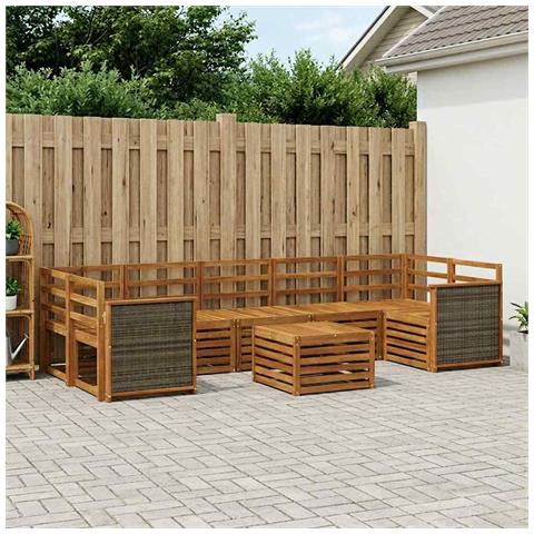 Set di divani da esterno 8 pcs Naturale - Foto 2