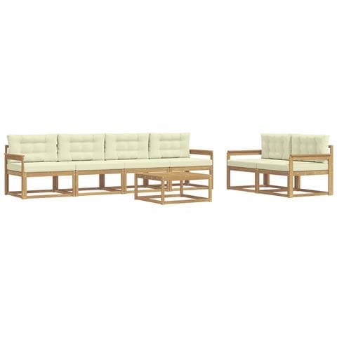 Set di divani da esterno con cuscino 6 pcs Bianco e Crema - Foto 1