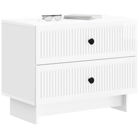 Armadio da Notte con cassetto Bianco Lucido 62 x 34,5 x 47,5 cm - Foto 2
