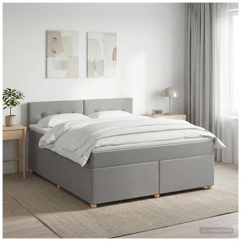 Letto box spring con materasso Grigio Chiaro 140 x 200 cm - Foto 2