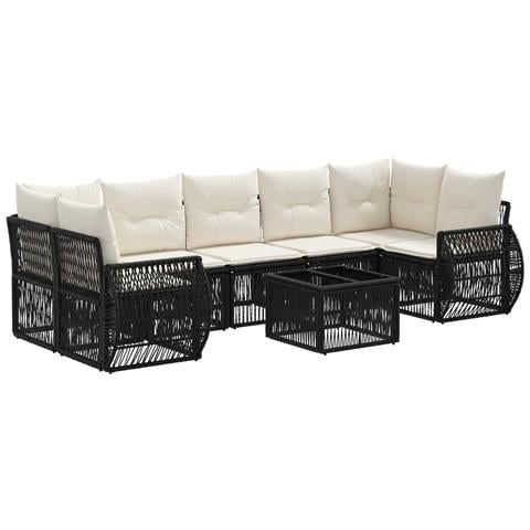 Set Divano da Giardino 8 pz Nero polyrattan - Foto 1