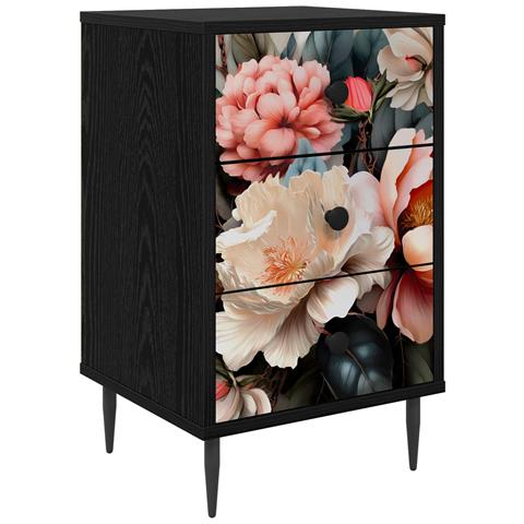 Armadio da Notte BORNE Rovere Nero 36 x 33 x 61 cm - Foto 1