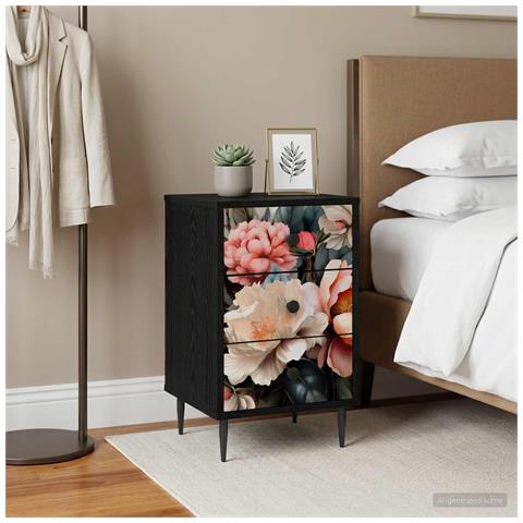 Armadio da Notte BORNE Rovere Nero 36 x 33 x 61 cm - Foto 2