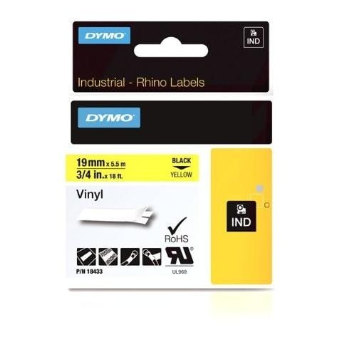 Nastro Autoadesivo per Etichettatrice Formato 19 mm x 5.5 m Nero su Giallo - Foto 1