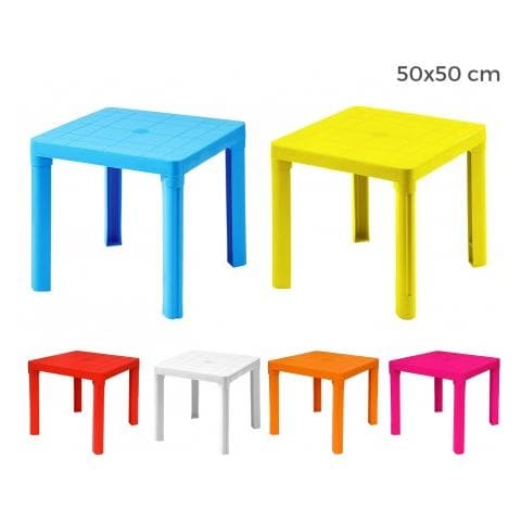 Mws 240335 Tavolo Per Bambini In Plastica 50 X 50 Cm Smontabile In Plastica Rigida Azzurro