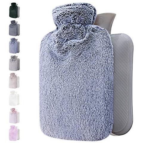 Borsa Dellacqua Calda Con Fluffy Cover - Morbido Premium Copertina Faux Fur - 1.8l Grande Capacit - Sacchetto Di Acqua Calda Per Notti Accogliente Sollievo Dal Dolore Schiena Collo E Spalle - Grande Regalo Per Le Donne (blu)  - Foto 1