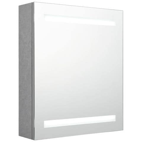 Armadietto Bagno con Specchio e LED Grigio Cemento 50x14x60 cm - Foto 1