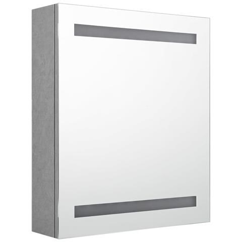 Armadietto Bagno con Specchio e LED Grigio Cemento 50x14x60 cm - Foto 8