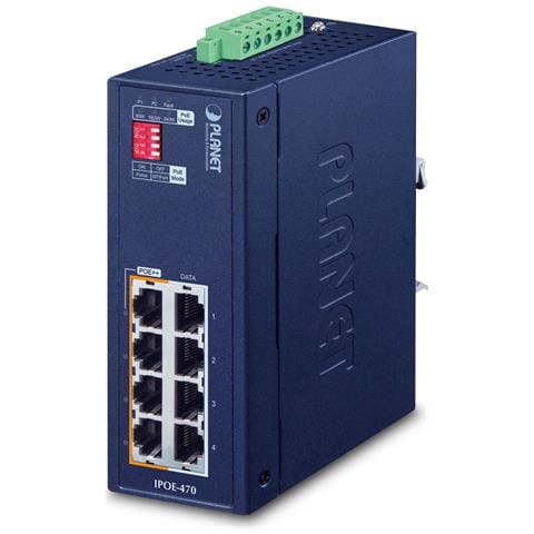 IP30 Industrial 4-port Gigabit Ethernet (10/100/1000) Supporto Power over Ethernet (PoE) Blu - Foto 1