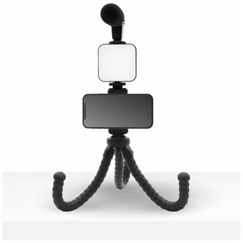 Supporto Vlogging Kit 4 In 1 Per Microfono, Treppiedi Flessible E Led, Nero - Foto 2