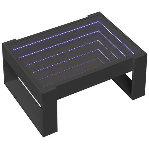 Tavolino Da Salotto Con Led Infinity Nero 70x53x30 Cm - Foto 3
