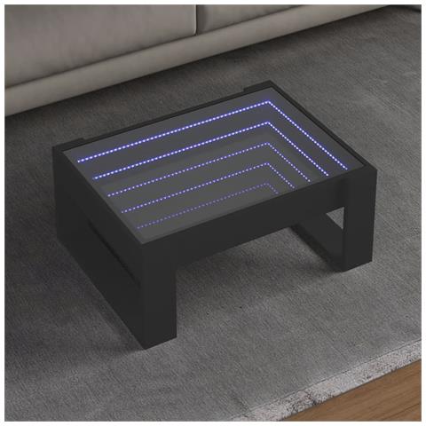 Tavolino Da Salotto Con Led Infinity Nero 70x53x30 Cm - Foto 1
