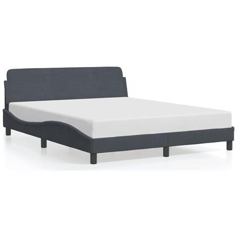 Giroletto Senza Materasso Grigio Scuro 160x200 Cm Velluto - Foto 2