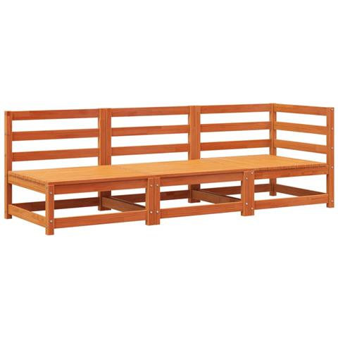 Divano Da Giardino A 3 Posti Marrone Cera Legno Massello Pino - Foto 2