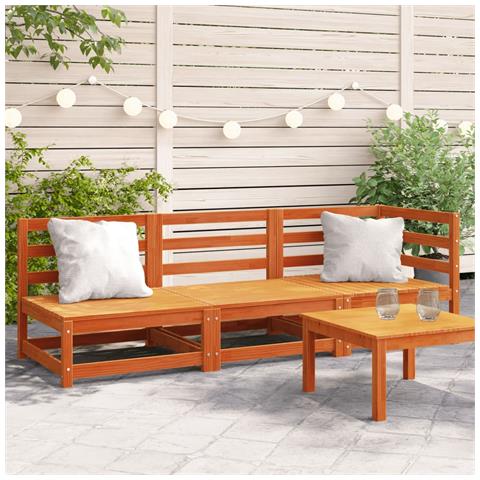 Divano Da Giardino A 3 Posti Marrone Cera Legno Massello Pino - Foto 1