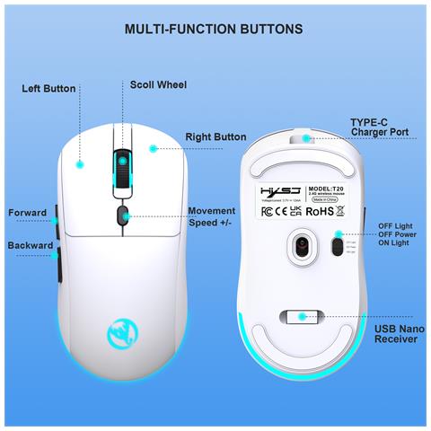 Mouse Wireless - Ricaricabile 2.4g White - Foto 2