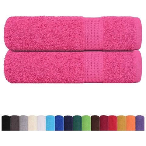 Asciugamani Doccia 2 Pz Rosa 70x140 Cm 360 G /m 100% Cotone - Foto 2