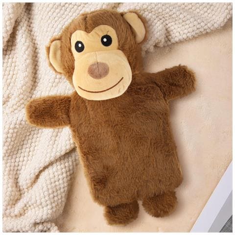 Borsa Dell'acqua Calda Rimovibile In Peluche Da 750 Ml Little Monkey, Marrone - Foto 2