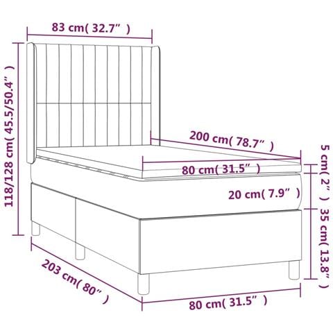 Letto a Molle con Materasso e LED Rosa 80x200 cm in Velluto - Foto 2