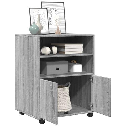 Armadietto Con Ruote Grigio Sonoma 60x48x81cm In Truciolato - Foto 3