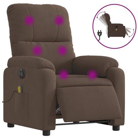 Poltrona Reclinabile Massaggiante Elettrica Marrone Microfibra - Foto 2