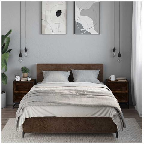 Comodini Rovere Fumo 2 Pz 40x31x50 Cm Legno Multistrato Metallo - Foto 3