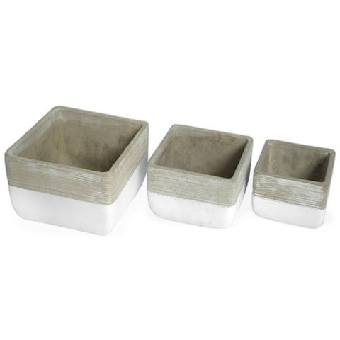 Set 3 Vaso Decorativo Moderno Per Fiori In Cemento Design Modello Quader - Foto 1