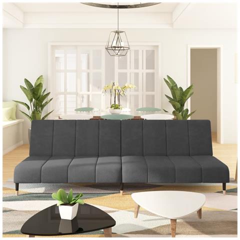 Lusso Casadino -  Divano Letto A 2 Posti Grigio Scuro In Velluto - Foto 8