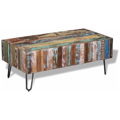 Tavolino Da Salotto In Legno Massello Anticato 100x50x38 Cm - Foto 1