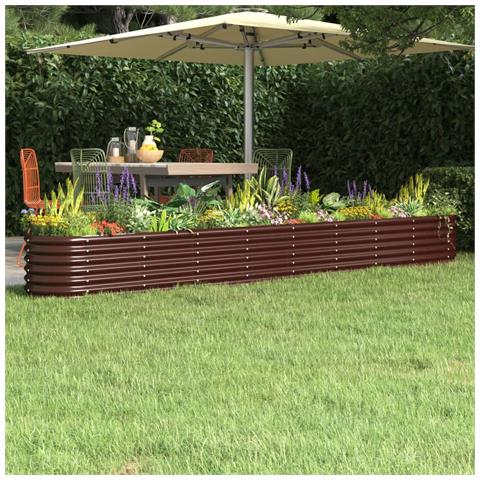 Letto Giardino Acciaio Verniciato A Polvere 332x40x36cm Marrone - Foto 6