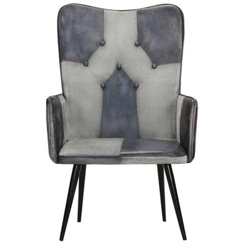 Lusso Casadino -  Poltrona Wingback Grigia In Vera Pelle - Foto 2