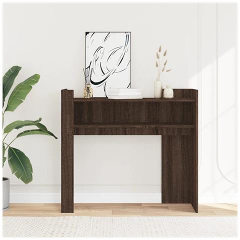 Tavolino Consolle Rovere Fumo 100x35x90 Cm In Legno Multistrato - Foto 2